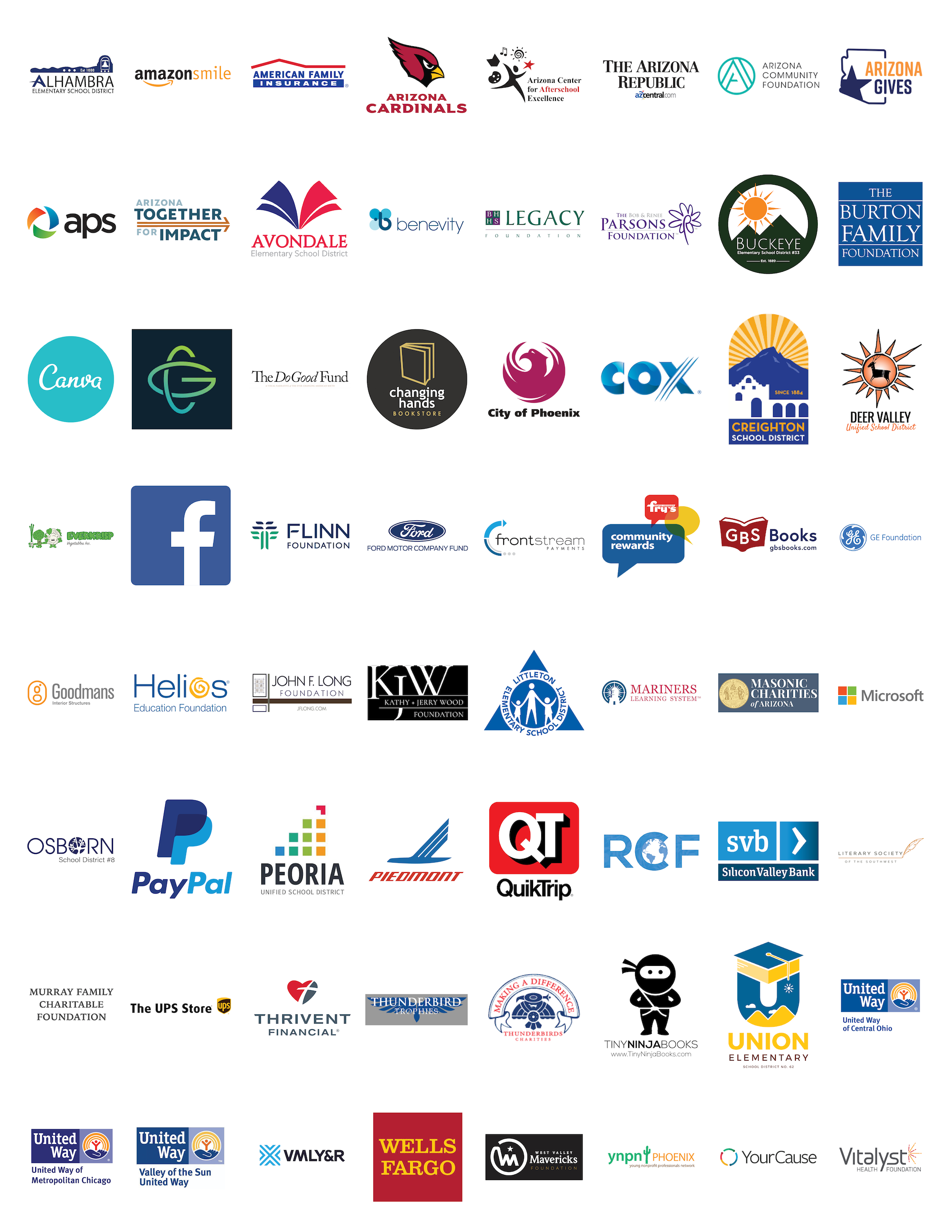 logos of all of rbbb's funders and partners